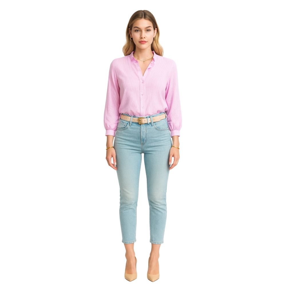 Women’s Cotton Ruffle Collar Bishop Sleeve Blouse – Elegant Long Sleeve Button Down Shirt for Work, Brunch & Smart Casual Outfits 4