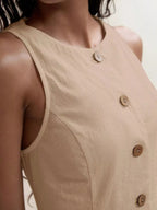 Women’s Cotton Two-Piece Button Detail Set – Sleeveless Top & Mini Skirt Outfit 7
