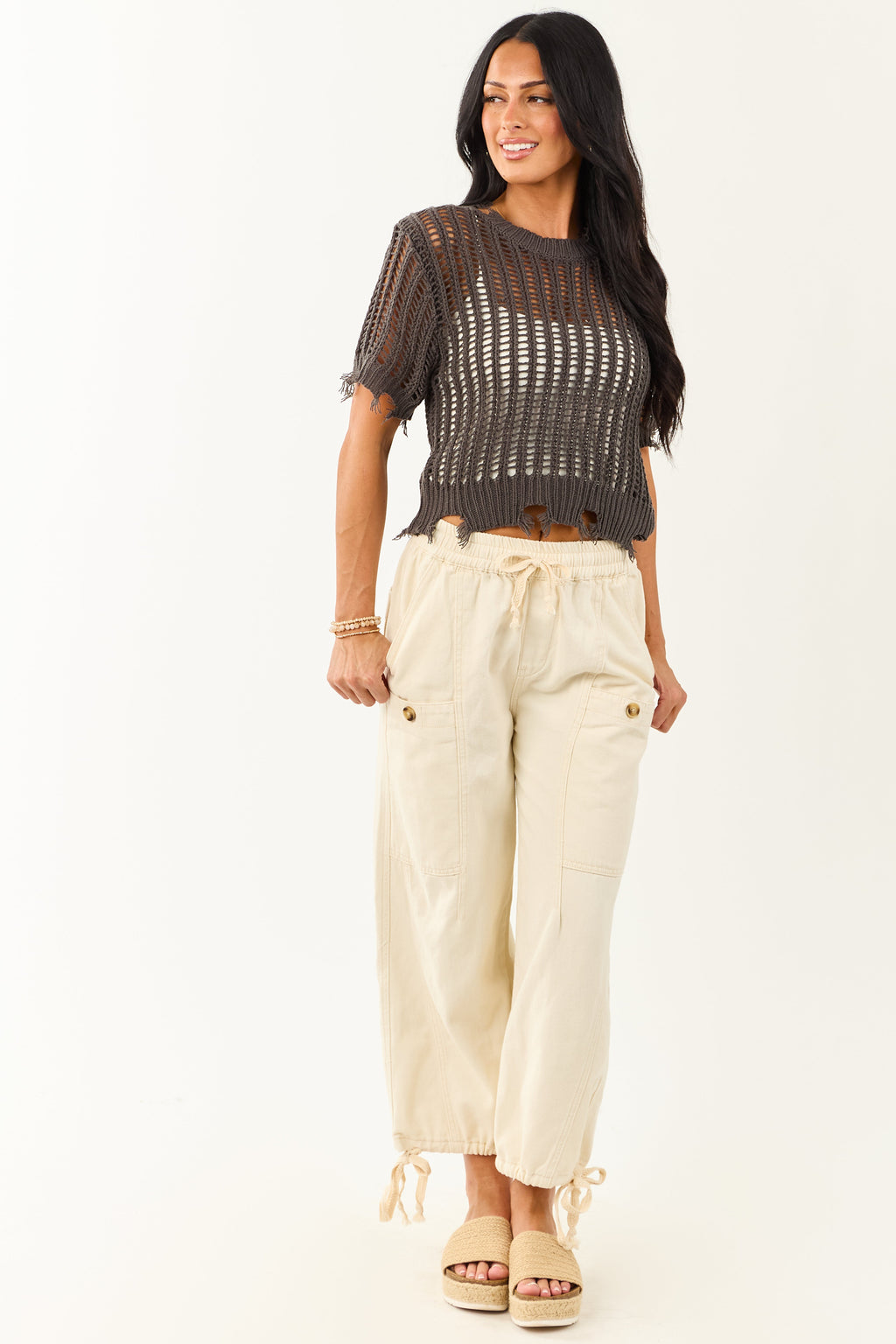 Women's Crochet Crop Top with Distressed Design | Edgy Style 2