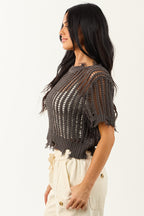 Women's Crochet Crop Top with Distressed Design | Edgy Style 4