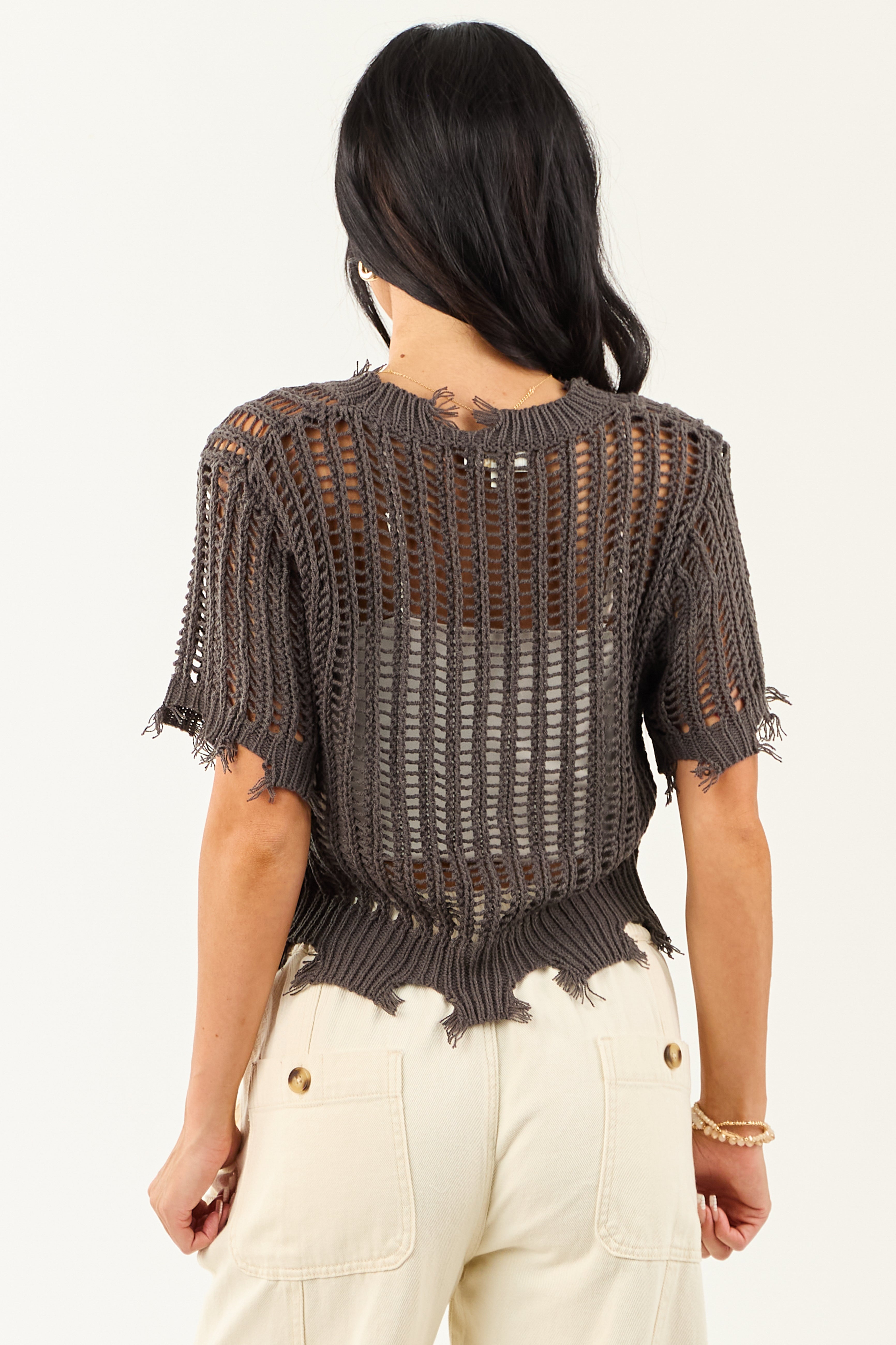 Women's Crochet Crop Top with Distressed Design | Edgy Style 5