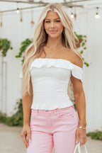 Women's Crop Top with Off-the-Shoulder Ruffle Design | Stylish Going Out Top 0