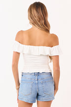 Women's Crop Top with Off-the-Shoulder Ruffle Design | Stylish Going Out Top 5