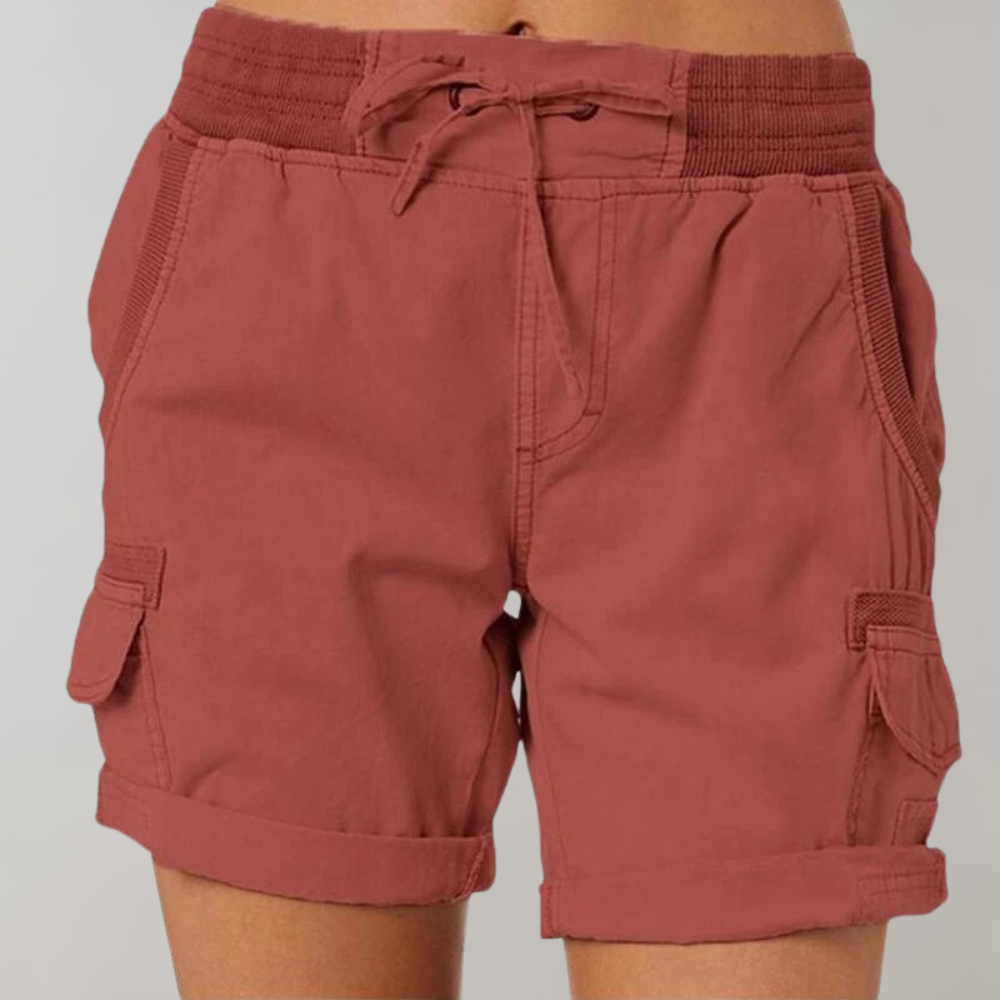 Women's High-Waist Cargo Shorts with Multi-Pockets Versatile 3