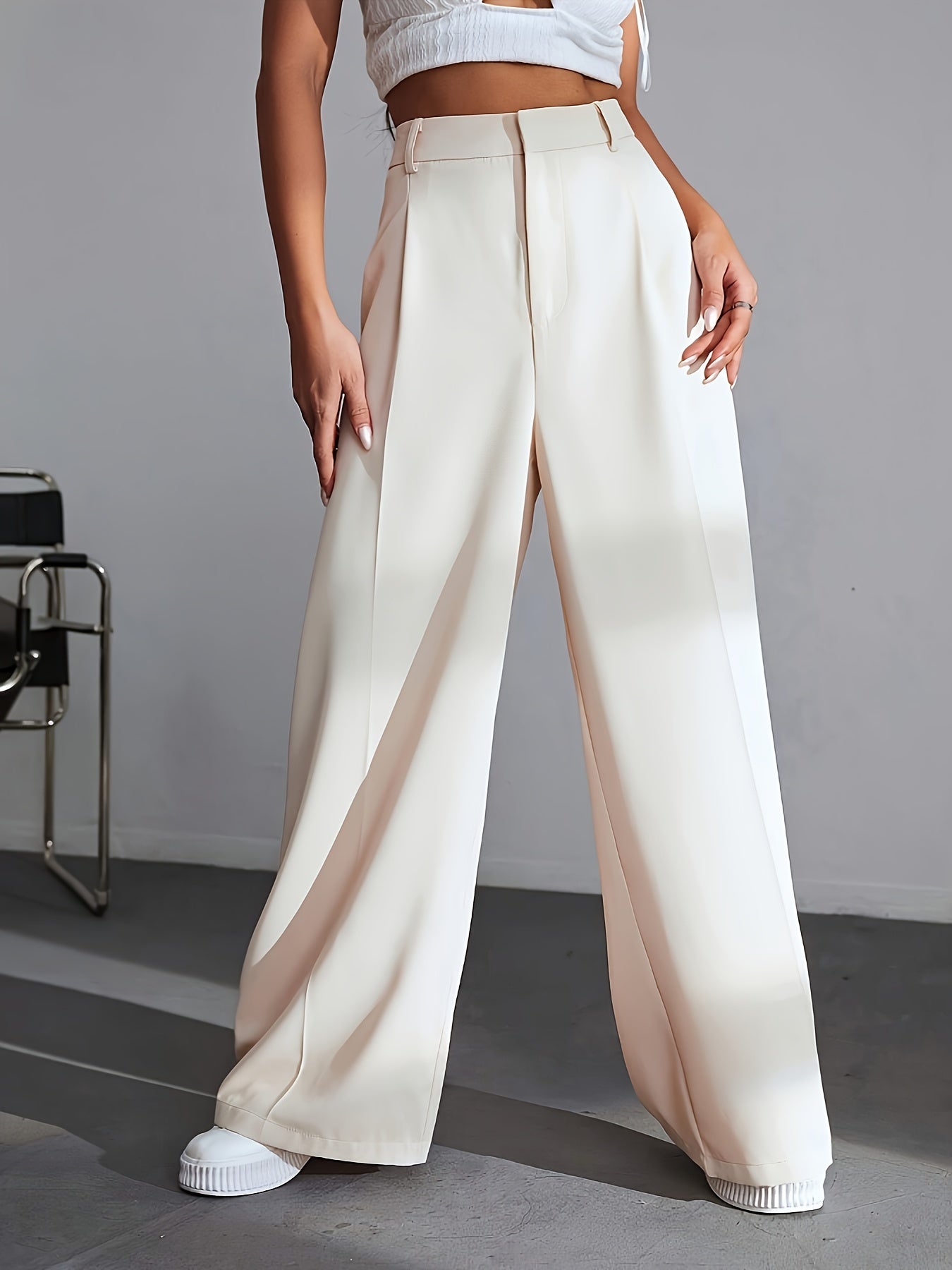 Women's High-Waisted Wide Leg Pants with Soft Fabric Stylish Fit 0