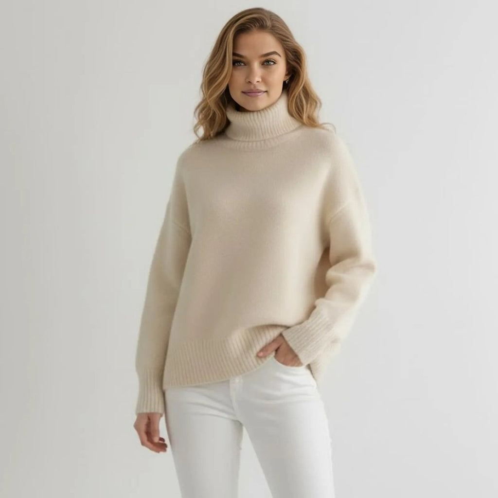Women’s Luxury Cashmere Turtleneck Sweater – Oversized Ribbed Knit Soft Warm Winter Pullover for Elegant Minimalist & Quiet Luxury Style 0