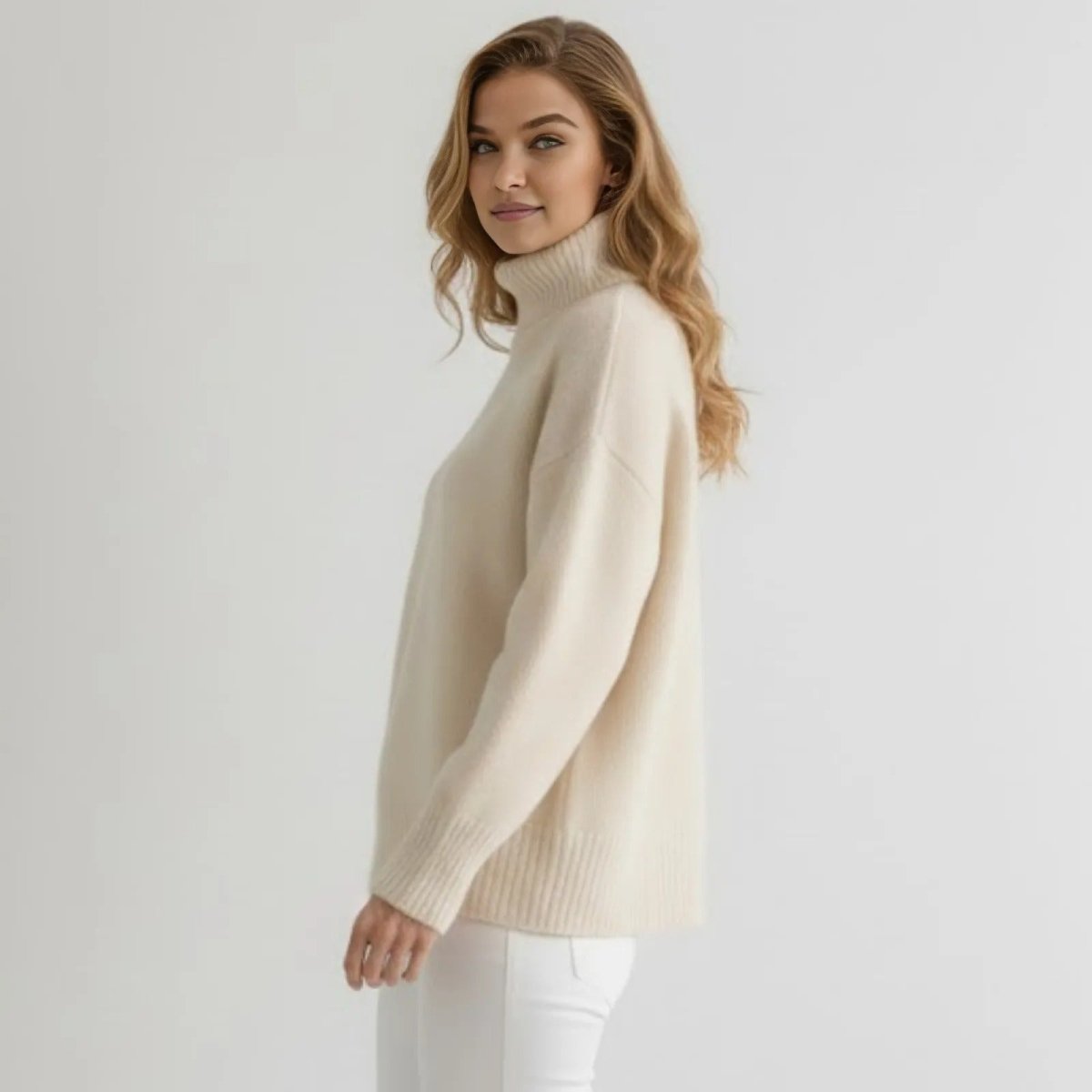 Women’s Luxury Cashmere Turtleneck Sweater – Oversized Ribbed Knit Soft Warm Winter Pullover for Elegant Minimalist & Quiet Luxury Style 1