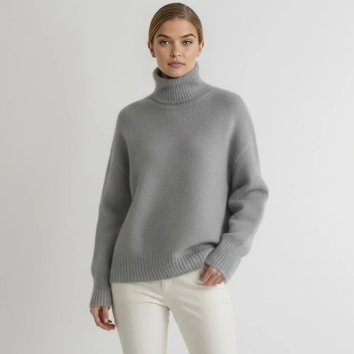Women’s Luxury Cashmere Turtleneck Sweater – Oversized Ribbed Knit Soft Warm Winter Pullover for Elegant Minimalist & Quiet Luxury Style 9