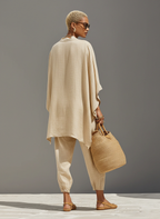 Women’s Neutral Textured Linen Blend Co-Ord Set – Asymmetric Hem Minimalist Daily Casual Outfit 6