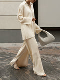 Women’s Pleated Oversized Blouse — Casual Woven Polyester Top Relaxed Fit Long Sleeve Everyday Leisure Shirt 0