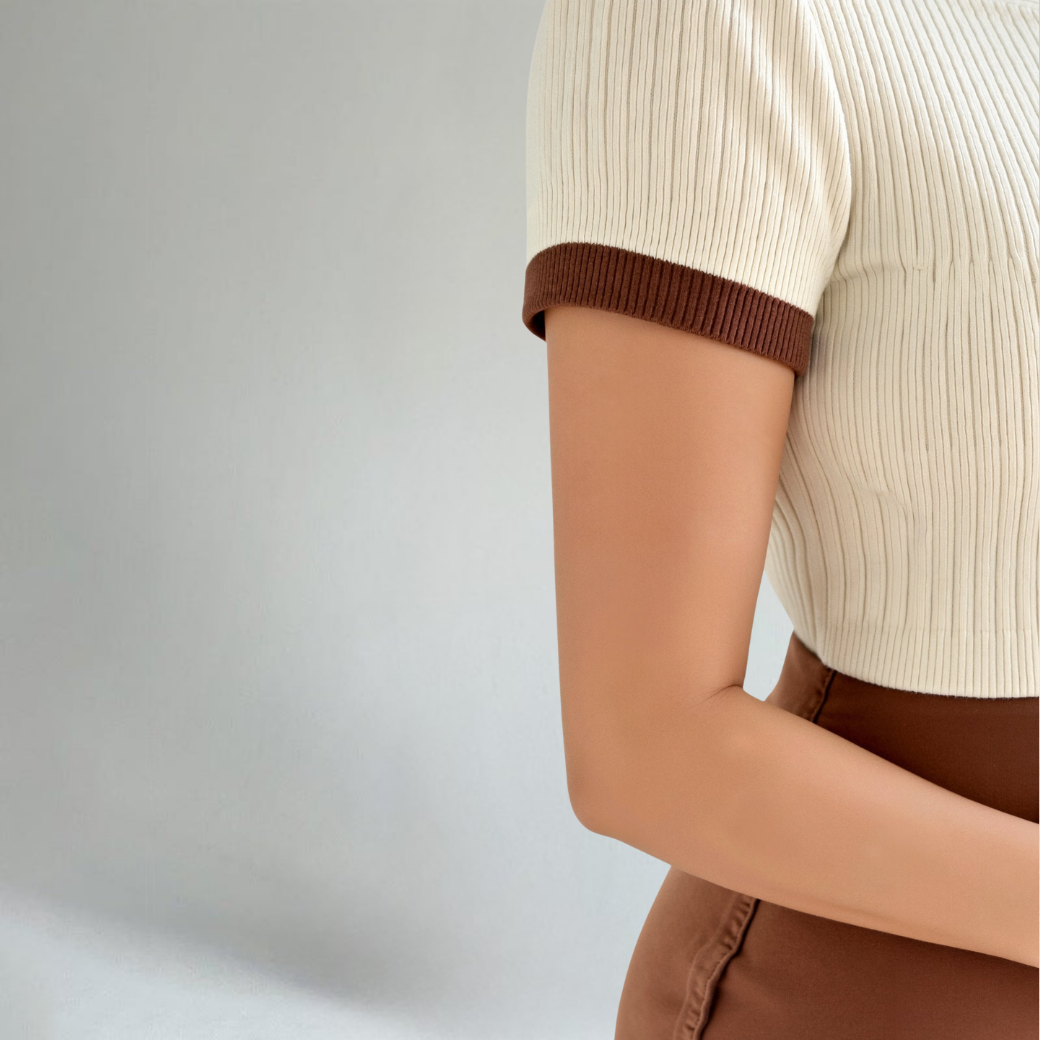 Women’s Ribbed Knit Polo Top with Contrast Collar – Chic Short Sleeve Casual & Smart-Casual Shirt 4
