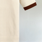 Women’s Ribbed Knit Polo Top with Contrast Collar – Chic Short Sleeve Casual & Smart-Casual Shirt 5