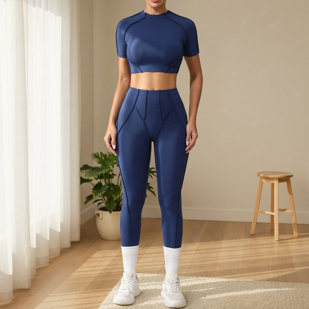 Women’s Seamless Yoga Set – High-Waisted Leggings & Long Sleeve Activewear Top 2