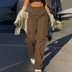 Women's Trousers with High-Waist & Multi-Pocket Design Stylish 0