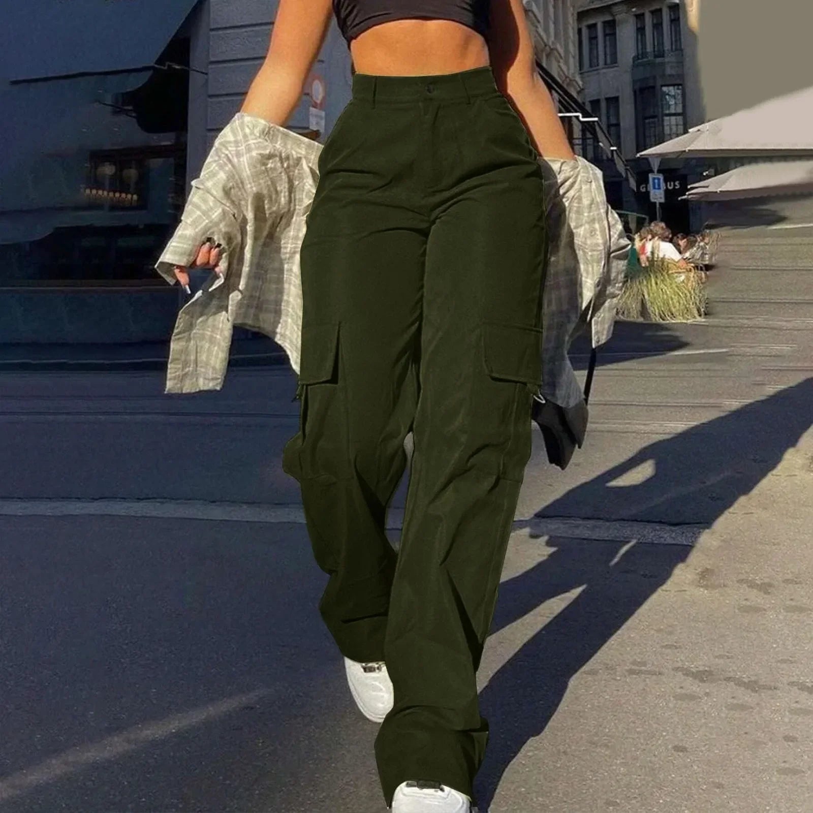 Women's Trousers with High-Waist & Multi-Pocket Design Stylish 10