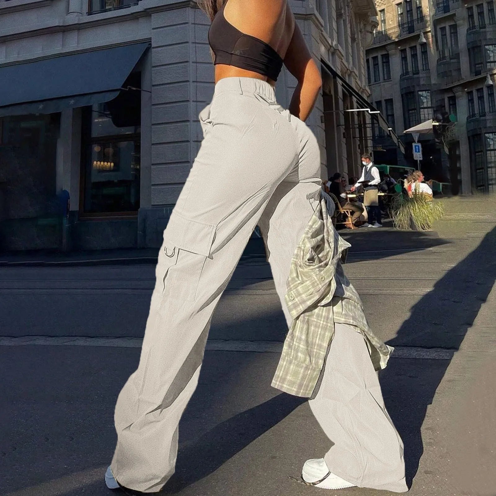 Women's Trousers with High-Waist & Multi-Pocket Design Stylish 2