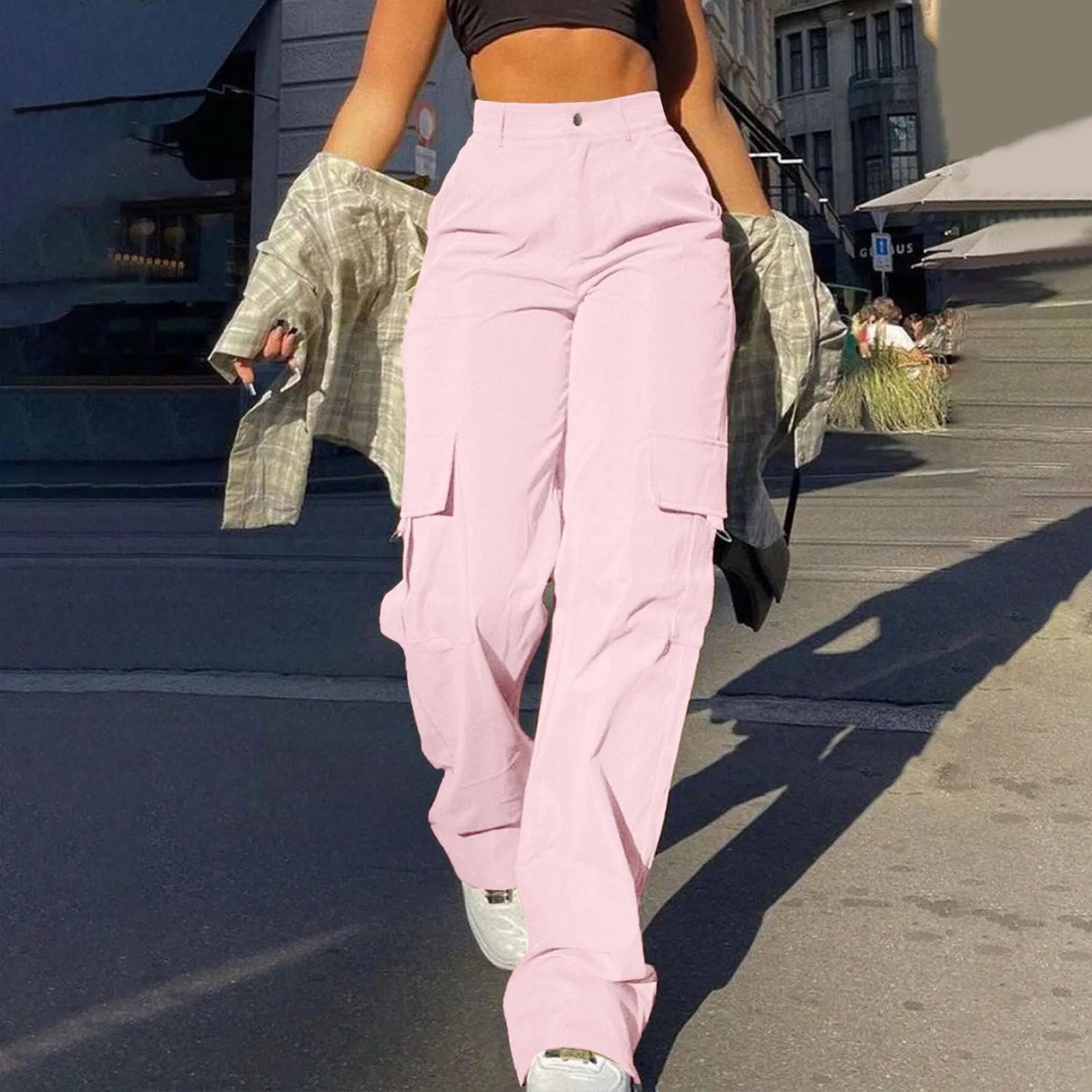 Women's Trousers with High-Waist & Multi-Pocket Design Stylish 4