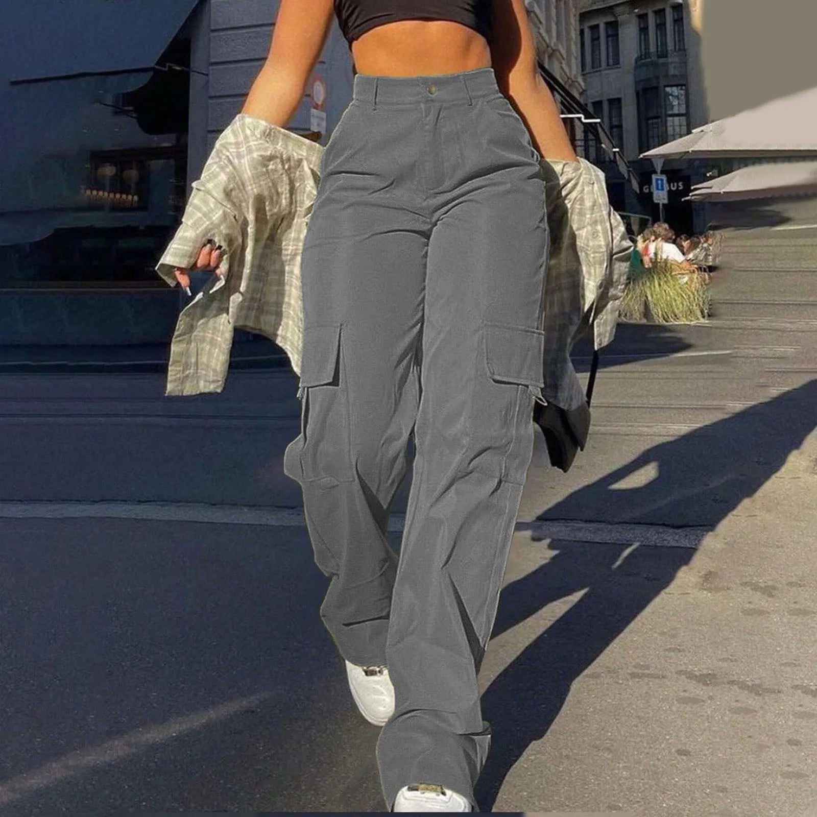 Women's Trousers with High-Waist & Multi-Pocket Design Stylish 5