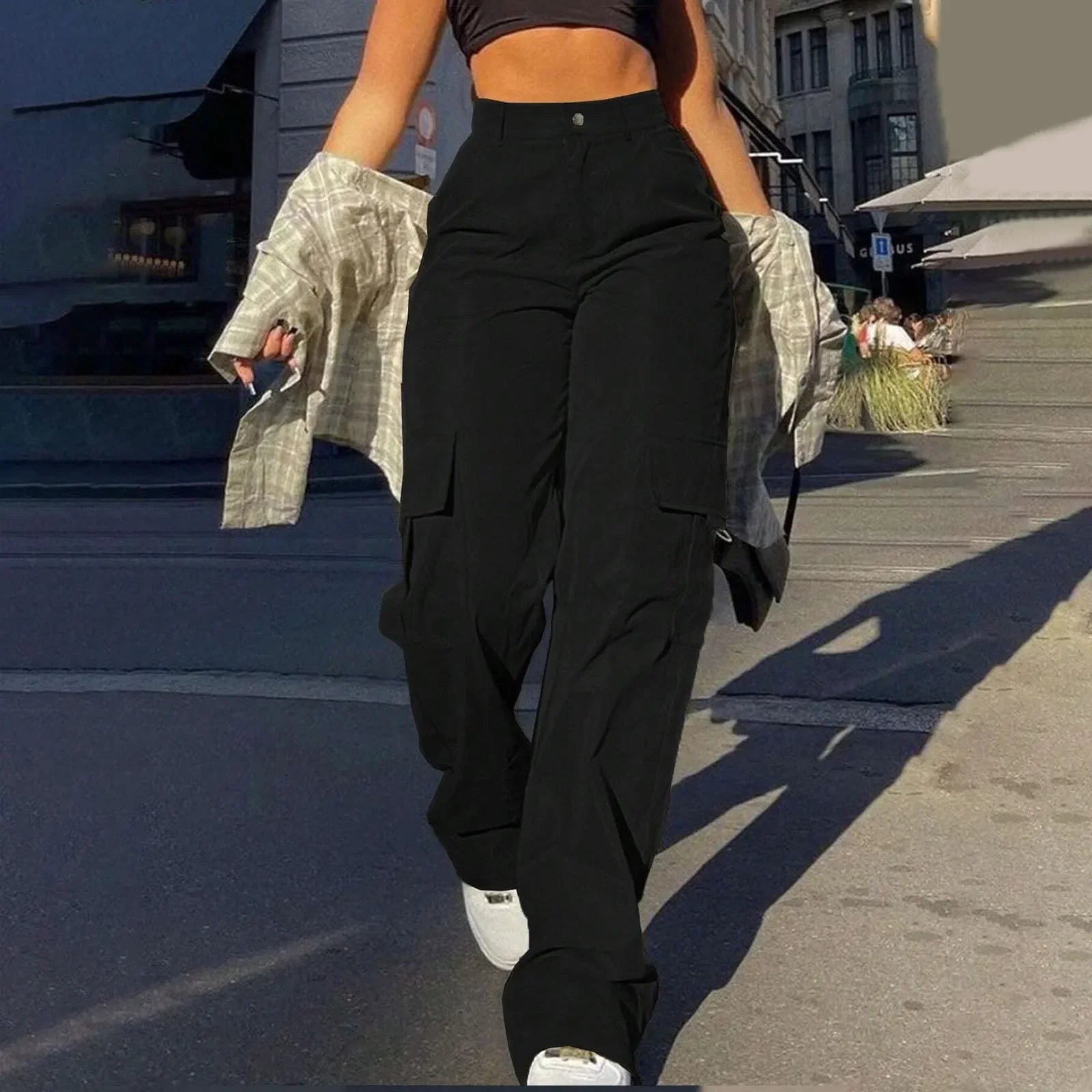 Women's Trousers with High-Waist & Multi-Pocket Design Stylish 8