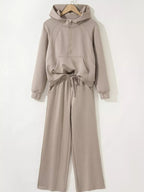 Women’s Two-Piece Drawstring Lounge Set – Casual Zipper Top & Wide Leg Pants Set with Pockets 3