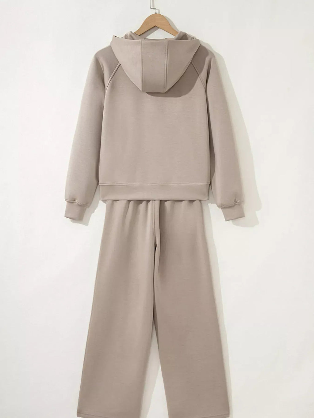 Women’s Two-Piece Drawstring Lounge Set – Casual Zipper Top & Wide Leg Pants Set with Pockets 4