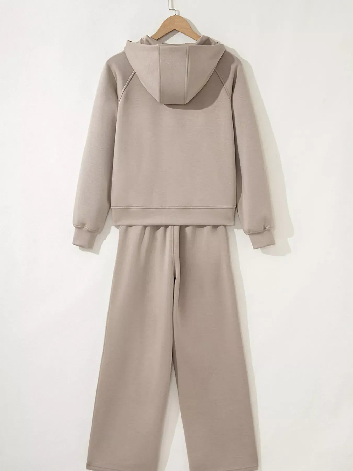 Women’s Two-Piece Drawstring Lounge Set – Casual Zipper Top & Wide Leg Pants Set with Pockets 4