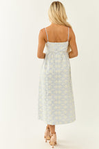 Women's White Floral Midi Dress with Adjustable Straps 5