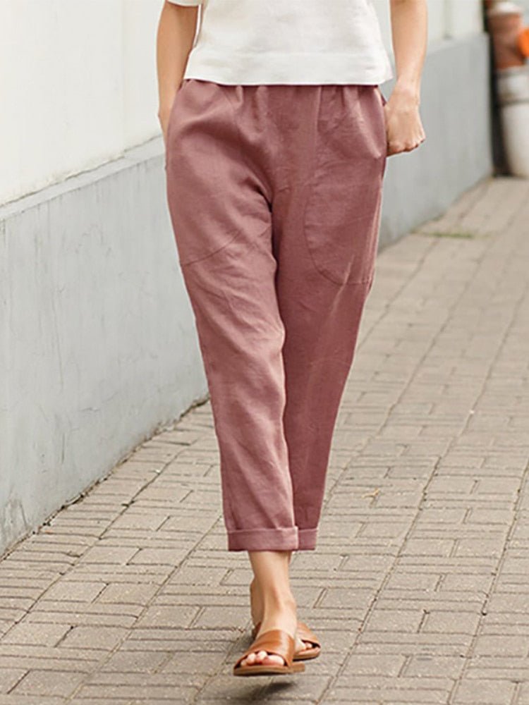Women's Wide Leg Pants with Cuffed Hem Breathable Style for 1