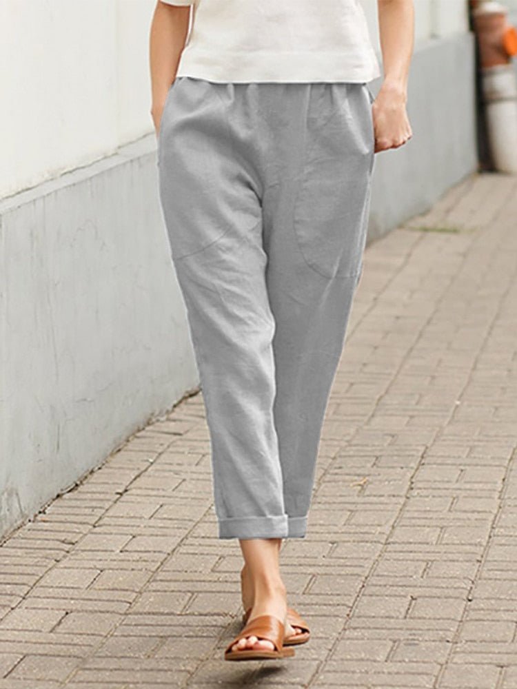 Women's Wide Leg Pants with Cuffed Hem Breathable Style for 3