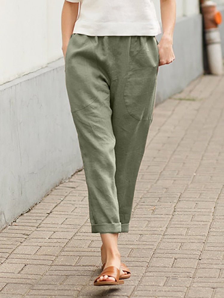 Women's Wide Leg Pants with Cuffed Hem Breathable Style for 4