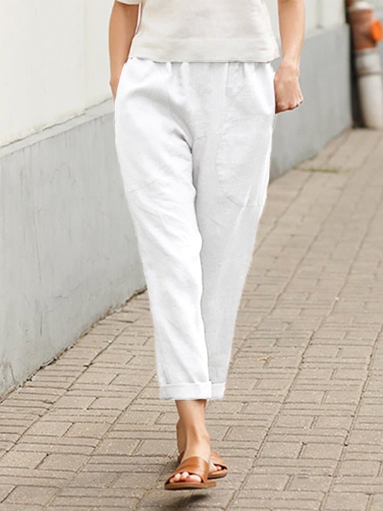 Women's Wide Leg Pants with Cuffed Hem Breathable Style for 6