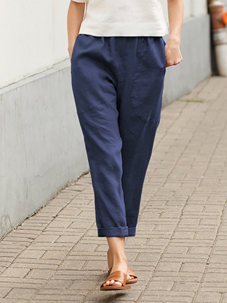 Women's Wide Leg Pants with Cuffed Hem Breathable Style for 7