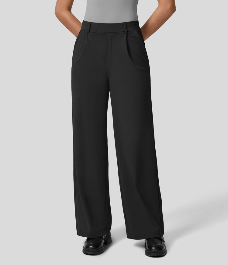 Women's Wide Leg Pants with Pleated Front High Waist Design for 2