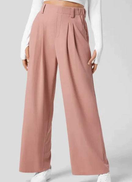 Women's Wide Leg Pants with Pleated Front High Waist Design for 4