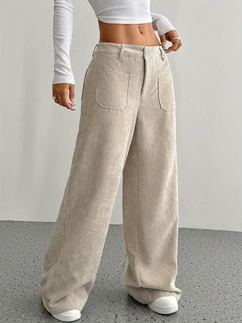Women's Wide Leg Trousers with High-Waisted Fit Stylish Comfort 0